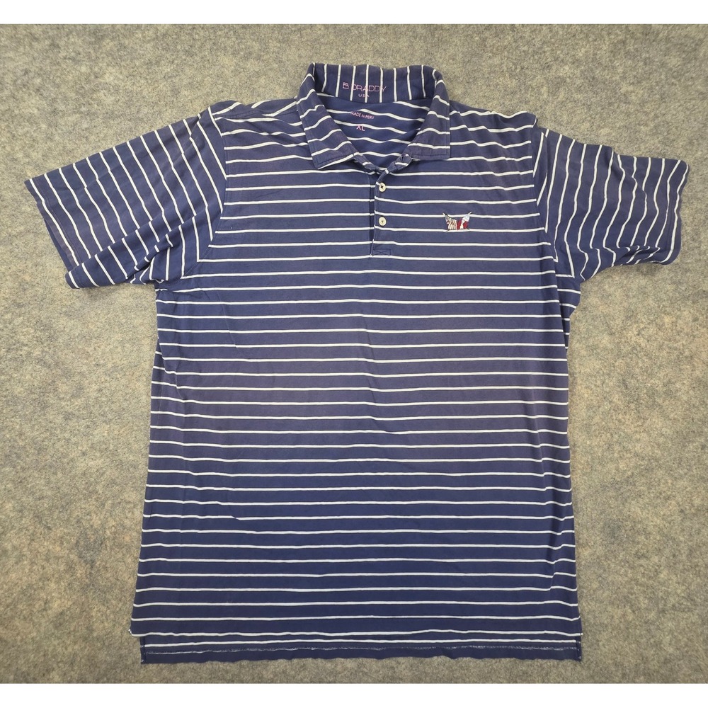 Secession Golf Club B. Draddy Mens XL Blue Striped Pima Blend Polo Shirt *Faded*